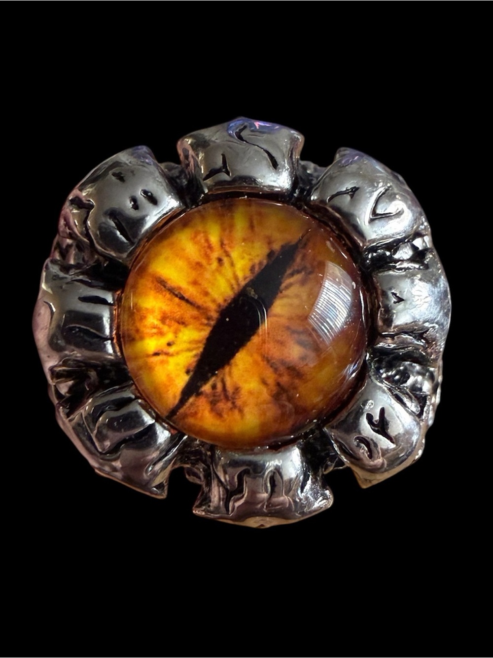 Dragon Eye Ring With Skulls Stainless Steel, Gothic Jewelry Size 13.5